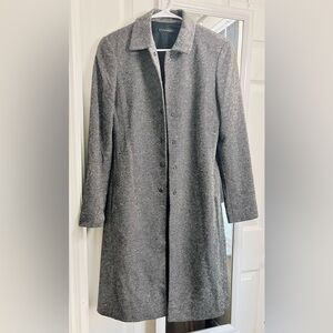 Tahari Black and Gray Trench Wool Coat Size 4